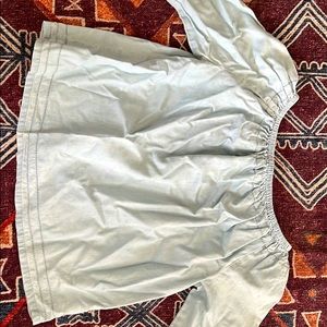 Chambray long sleeve off the shoulder shirt